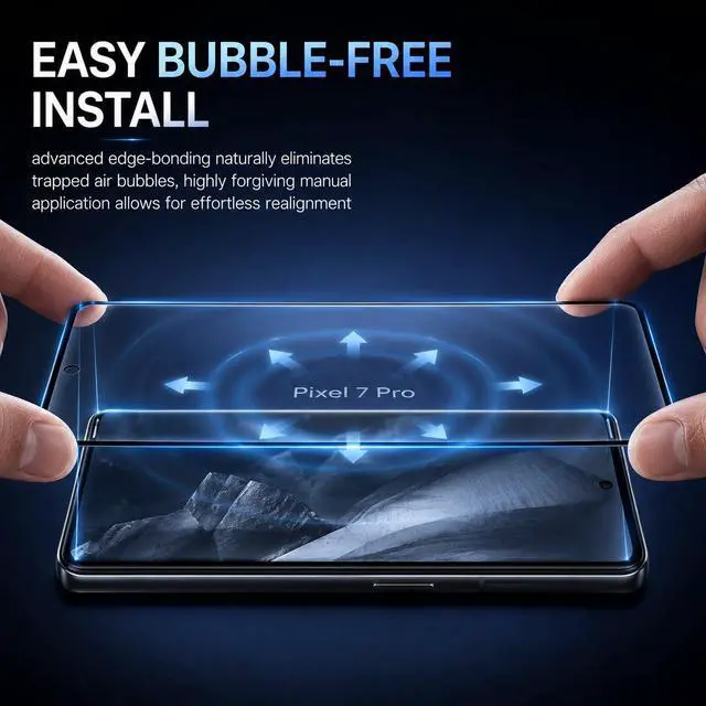 Alt view image 3 of 7 - 2 Pack for Pixel 7 Pro Screen Protector, 3D Curved Glass