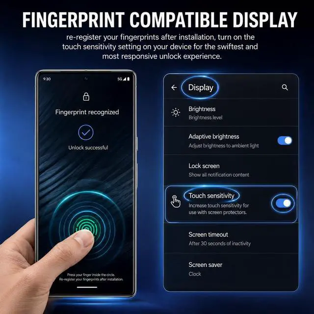 Alt view image 7 of 7 - 2 Pack for Pixel 7 Pro Screen Protector, 3D Curved Glass