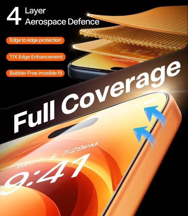 Alt view image 5 of 7 - Unbreakable for iPhone 17 Pro Screen Protector, 9H+ Military-Grade,12 FT Shatterproof, Aerospace Tempered Glass 2 Pack - Full Coverage, Anti-Scratch, Bubble-Free, Easy Installation,6.3 inch