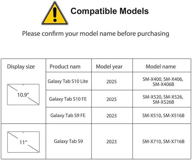 Alt view image 2 of 7 - Pack Screen Protector for Samsung Galaxy Tab S10 Lite/S10 FE/S9 FE 5G 10.9 inch & Galaxy Tab S9 11 inch, with Easy Installation Frame, 9H Tempered Glass Case Friendly/S Pen Compatible
