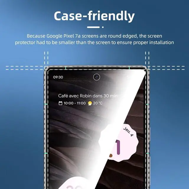 Alt view image 3 of 7 - Pack Designed for Google Pixel 7a Screen Protector Tempered Glass, Bubble Free, Ultra Resistant