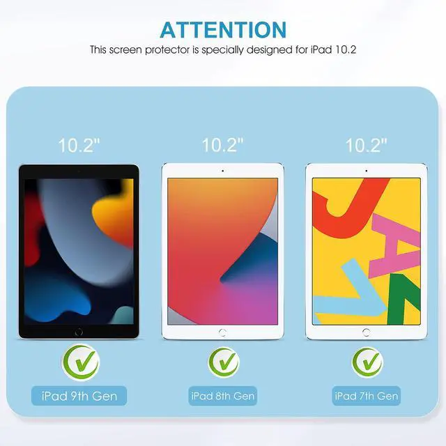 Alt view image 3 of 7 - Pack Screen Protector for iPad 9th 8th 7th Generation 10.2 inch, Tempered Glass Compatible with iPad 9 8 7 (2021 2020 2019 Model)