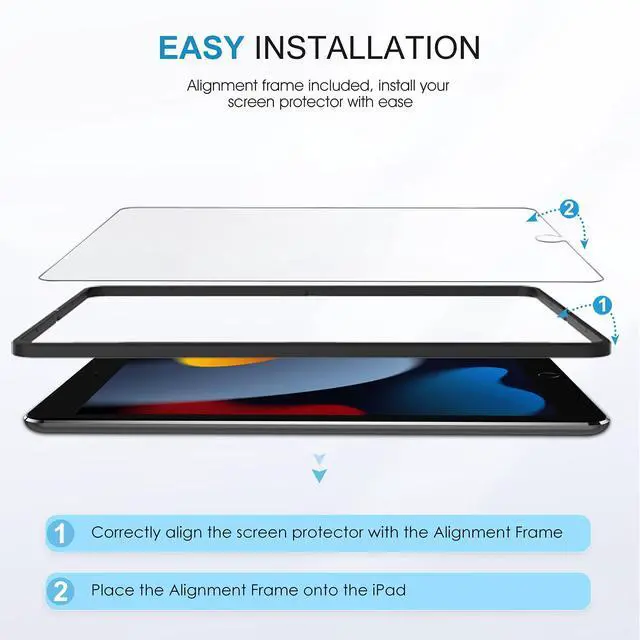 Alt view image 2 of 7 - Pack Screen Protector for iPad 9th 8th 7th Generation 10.2 inch, Tempered Glass Compatible with iPad 9 8 7 (2021 2020 2019 Model)