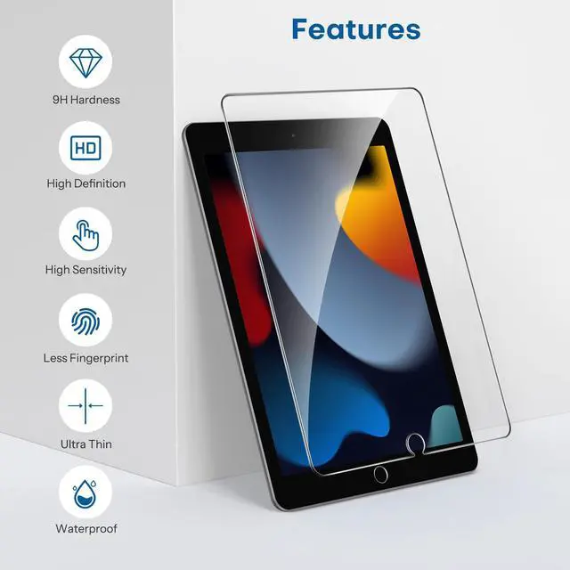 Alt view image 7 of 7 - Pack Screen Protector for iPad 9th 8th 7th Generation 10.2 Inch (2021/2020/2019 Model), Tempered Glass for iPad 10.2