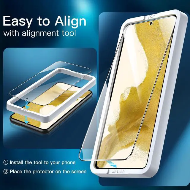 Alt view image 5 of 7 - Screen Protector for Samsung Galaxy S22 5G 6.1-Inch, Tempered Glass Film with Easy Installation Tool, Fingerprint ID Compatible, HD Clear, 3-Pack