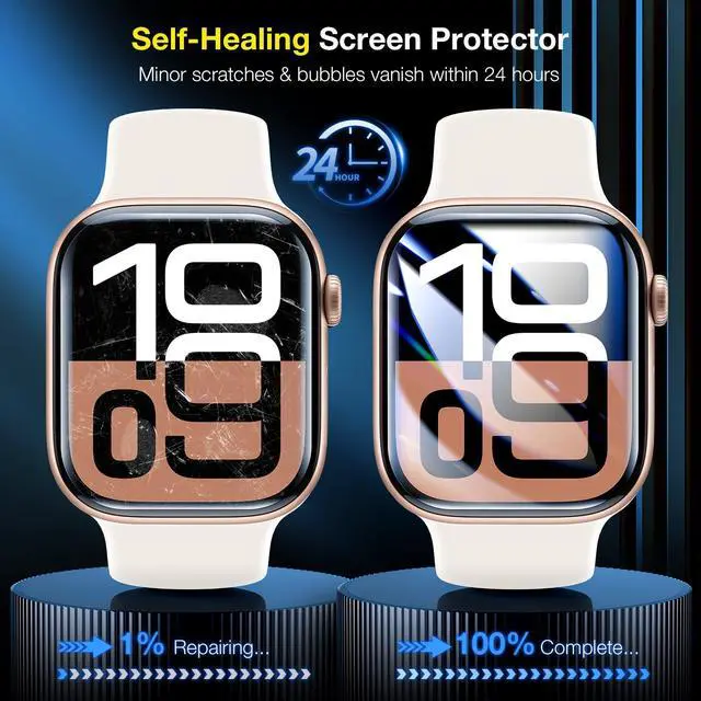 Alt view image 6 of 7 - Pack for Apple Watch Series 11/ Series 10 Screen Protector 42mm - Anti-Scratch, Self-Healing Soft TPU Screen Protector for Apple Watch 42mm, Bubble Free, HD Transparent
