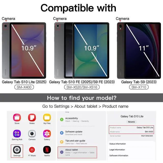 Alt view image 2 of 6 - Screen Protector for Samsung Galaxy Tab S9 11-Inch and Galaxy Tab S10 Lite / S10 FE / S9 FE 10.9-Inch, with Easy Installation Frame, Tempered Glass Film, HD Clear, 2-Pack