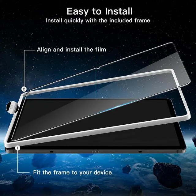 Alt view image 3 of 6 - Screen Protector for Samsung Galaxy Tab S9 11-Inch and Galaxy Tab S10 Lite / S10 FE / S9 FE 10.9-Inch, with Easy Installation Frame, Tempered Glass Film, HD Clear, 2-Pack