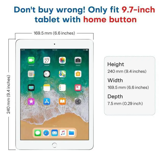 Alt view image 3 of 7 - Screen Protector for iPad 6th 5th Generation 9.7 inch, Tempered Glass Compatible with iPad Air 2, Case Friendly & Apple Pencil Compatible