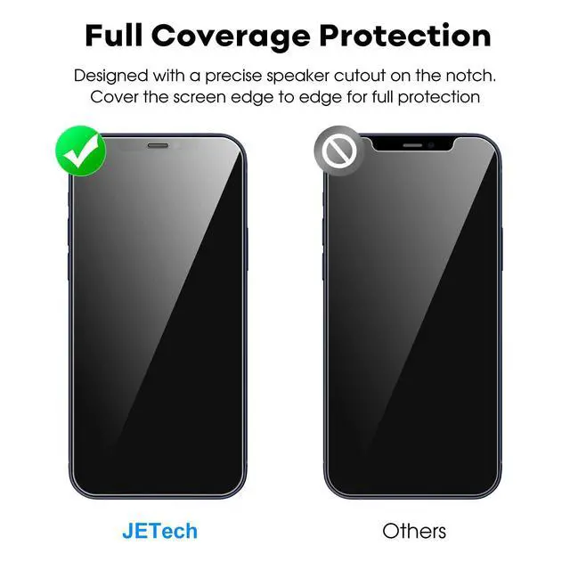 Alt view image 2 of 7 - Full Coverage Screen Protector for iPhone 12/12 Pro 6.1-Inch, Tempered Glass Film with Easy Installation Tool, Case-Friendly, HD Clear, 3-Pack