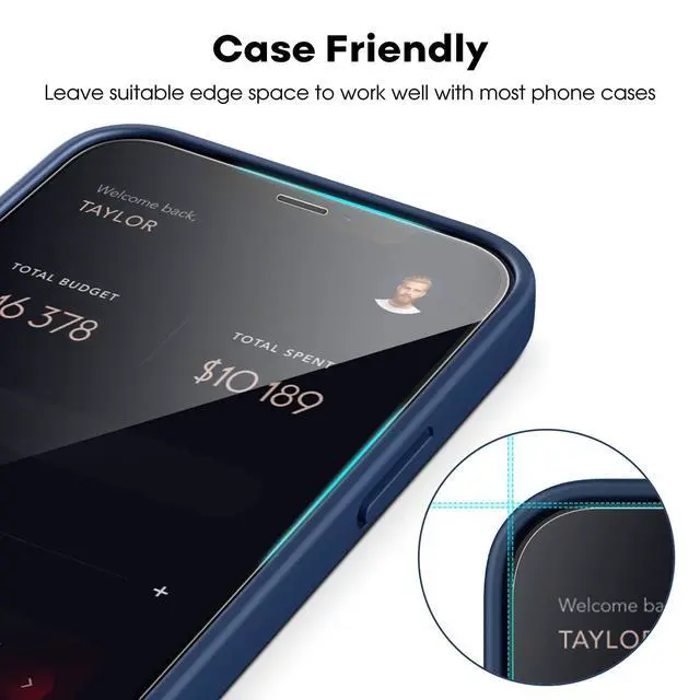 Alt view image 7 of 7 - Full Coverage Screen Protector for iPhone 12/12 Pro 6.1-Inch, Tempered Glass Film with Easy Installation Tool, Case-Friendly, HD Clear, 3-Pack
