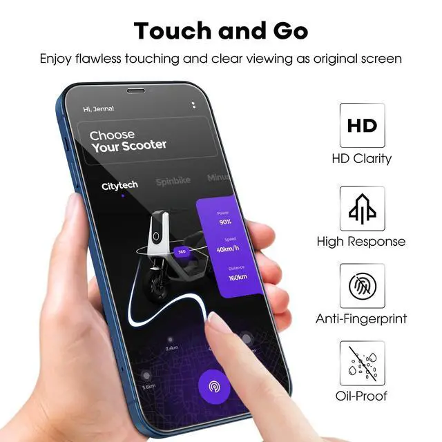 Alt view image 6 of 7 - Full Coverage Screen Protector for iPhone 12/12 Pro 6.1-Inch, Tempered Glass Film with Easy Installation Tool, Case-Friendly, HD Clear, 3-Pack