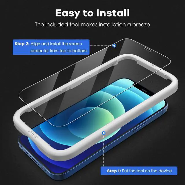 Alt view image 4 of 7 - Full Coverage Screen Protector for iPhone 12/12 Pro 6.1-Inch, Tempered Glass Film with Easy Installation Tool, Case-Friendly, HD Clear, 3-Pack