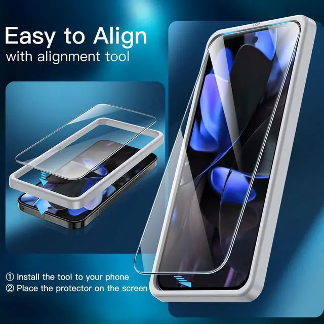 Alt view image 5 of 7 - Screen Protector for Google Pixel 10/10 Pro / 9/9 Pro, Tempered Glass Film with Easy Installation Tool, Fingerprint Compatible, HD Clear, 3-Pack