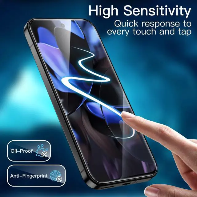 Alt view image 7 of 7 - Screen Protector for Google Pixel 10/10 Pro / 9/9 Pro, Tempered Glass Film with Easy Installation Tool, Fingerprint Compatible, HD Clear, 3-Pack