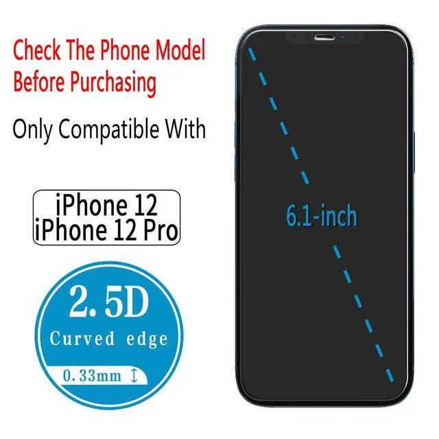 Alt view image 3 of 7 - Designed for iPhone 12 / iPhone 12 Pro 6.1-inch Tempered Glass Screen Protector, Anti-Scratch, Bubble Free