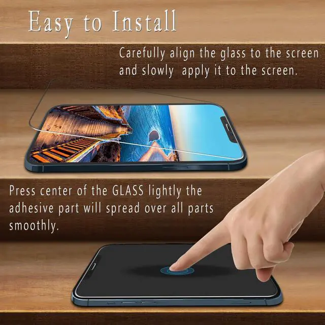 Alt view image 4 of 7 - Designed for iPhone 12 / iPhone 12 Pro 6.1-inch Tempered Glass Screen Protector, Anti-Scratch, Bubble Free