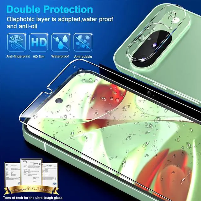 Alt view image 6 of 7 - Pack for Google Pixel 9 Screen Protector Tempered Glass + 3 Pack Camera Lens Protector, Military Grade Shatterproof, 9H Hardness, Fingerprint Unlock,Case Friendly 6.3 Inch