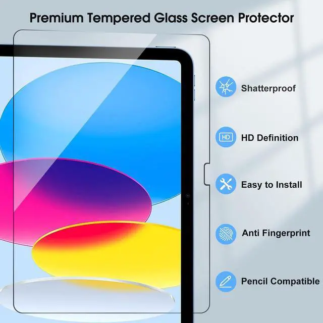 Alt view image 4 of 7 - Pack Screen Protector for iPad 11th Generation A16 11 Inch (2025) & iPad 10th Generation 10.9 Inch (2022), 9H Tempered Glass Film, Anti-Scratch, HD Clear, Apple Pencil Compatible, Case Friendly