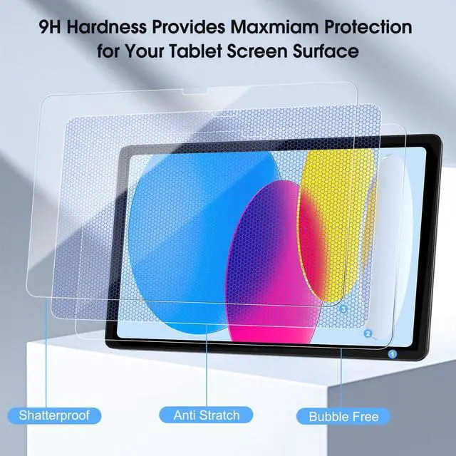 Alt view image 2 of 7 - Pack Screen Protector for iPad 11th Generation A16 11 Inch (2025) & iPad 10th Generation 10.9 Inch (2022), 9H Tempered Glass Film, Anti-Scratch, HD Clear, Apple Pencil Compatible, Case Friendly