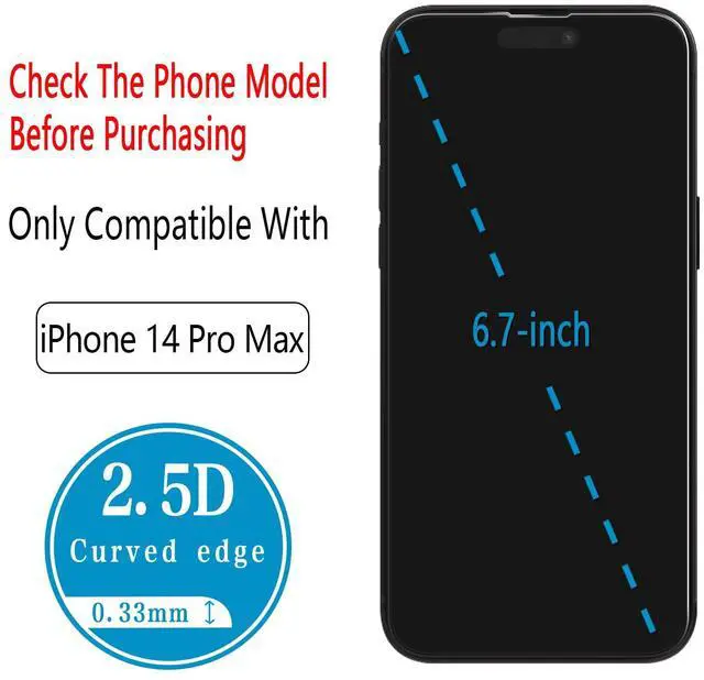 Alt view image 2 of 7 - Screen Protector for iPhone 14 Pro Max 6.7 Inch Tempered Glass, Anti Scratch, Bubble Free