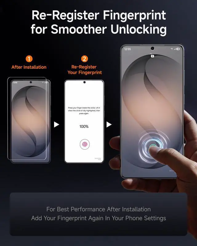 Alt view image 7 of 7 - Pack for Samsung Galaxy S26 Ultra Screen Protector, HD Clear Tempered Glass, 9H Scratch & Impact Resistant, Ultrasonic Fingerprint Sensor Compatible, Bubble-Free & Dust-Free