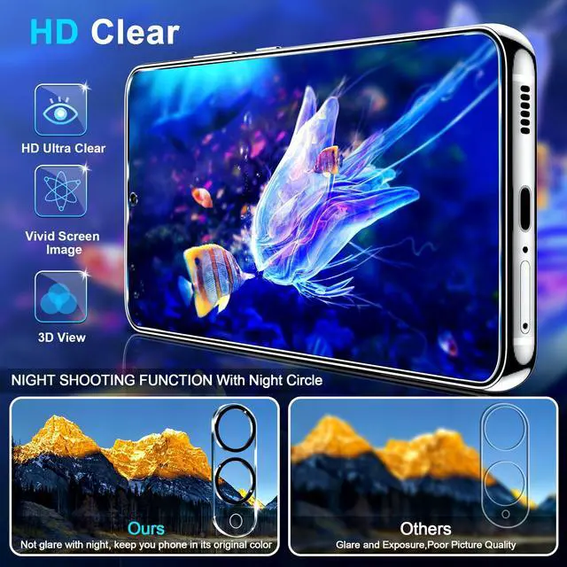 Alt view image 3 of 7 - Pack for Samsung Galaxy S25 Edge Screen Protector Tempered Glass + 3 Pack Camera Lens Protector, Military Grade Shatterproof, 9H Hardness, Fingerprint Unlock, Case Friendly 6.7 Inch