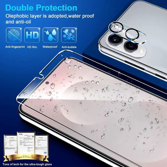 Alt view image 6 of 7 - Pack for Samsung Galaxy S25 Edge Screen Protector Tempered Glass + 3 Pack Camera Lens Protector, Military Grade Shatterproof, 9H Hardness, Fingerprint Unlock, Case Friendly 6.7 Inch