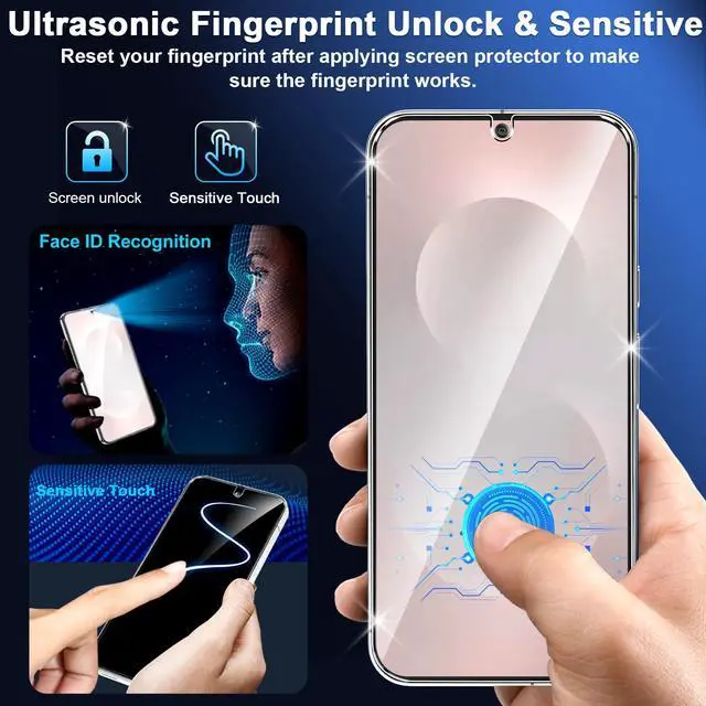 Alt view image 7 of 7 - Pack for Samsung Galaxy S25 Edge Screen Protector Tempered Glass + 3 Pack Camera Lens Protector, Military Grade Shatterproof, 9H Hardness, Fingerprint Unlock, Case Friendly 6.7 Inch