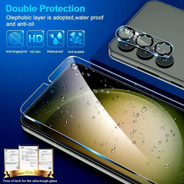 Alt view image 6 of 7 - Pack for Samsung Galaxy S23 Screen Protector Tempered Glass + 3 Pack Camera Lens Protector, Military Grade Shatterproof, 9H Hardness, Fingerprint Unlock, HD Clear Case Friendly 6.1 Inch