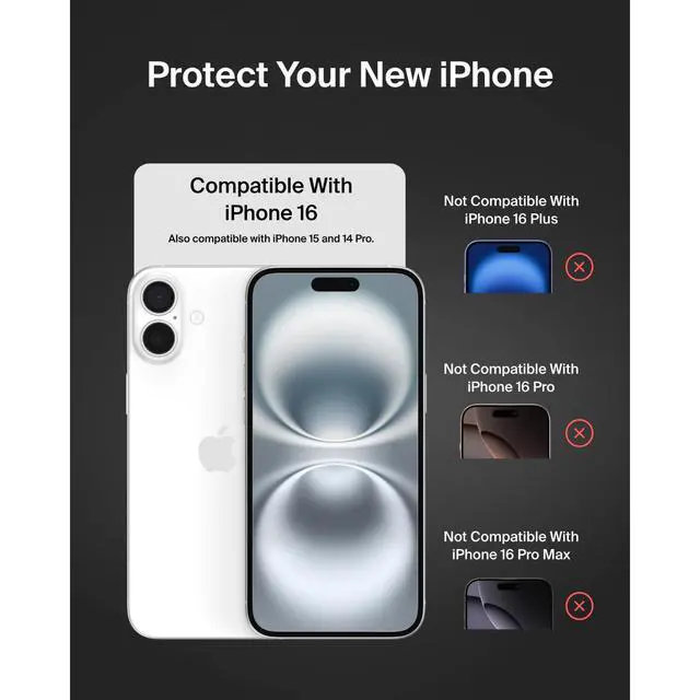 Alt view image 2 of 7 - ScreenForce TemperedGlass Treated Screen Protector for iPhone 16, 15 and 14 Pro - Slim & Scratch-Resistant - Includes Easy Align Tray for Bubble Free Application