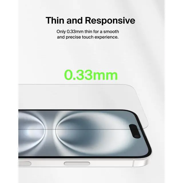 Alt view image 4 of 7 - ScreenForce TemperedGlass Treated Screen Protector for iPhone 16, 15 and 14 Pro - Slim & Scratch-Resistant - Includes Easy Align Tray for Bubble Free Application