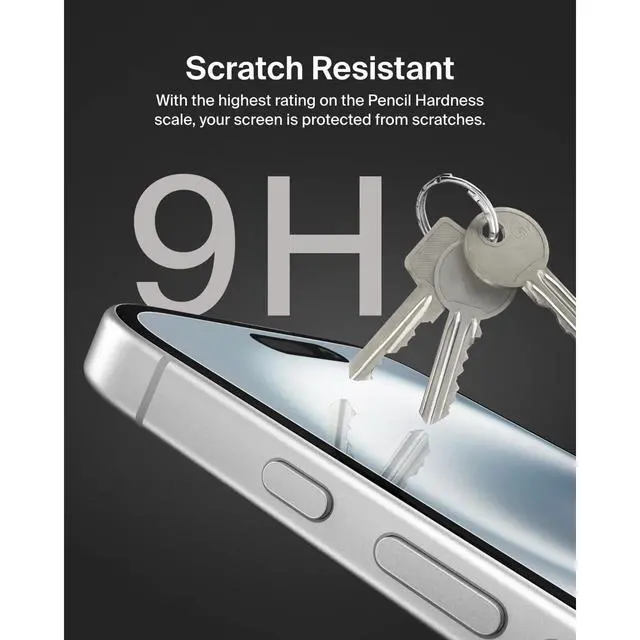 Alt view image 3 of 7 - ScreenForce TemperedGlass Treated Screen Protector for iPhone 16, 15 and 14 Pro - Slim & Scratch-Resistant - Includes Easy Align Tray for Bubble Free Application