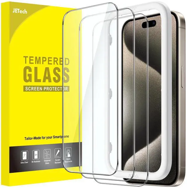 Main image of Screen Protector for iPhone 15 Pro Max 6.7-Inch, Tempered Glass Film with Easy Installation Tool, Case-Friendly, HD Clear, 3-Pack