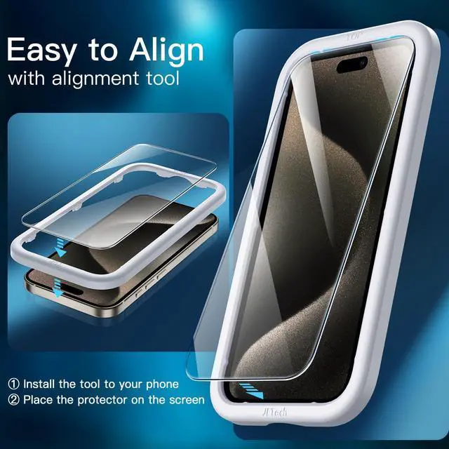 Alt view image 5 of 7 - Screen Protector for iPhone 15 Pro Max 6.7-Inch, Tempered Glass Film with Easy Installation Tool, Case-Friendly, HD Clear, 3-Pack