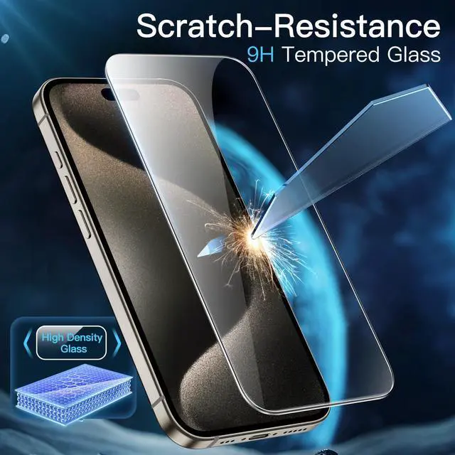 Alt view image 6 of 7 - Screen Protector for iPhone 15 Pro Max 6.7-Inch, Tempered Glass Film with Easy Installation Tool, Case-Friendly, HD Clear, 3-Pack