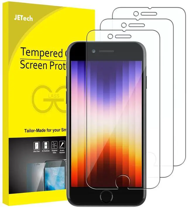 Main image of Screen Protector for iPhone SE 3 (2022 3rd Edition) 4.7-Inch, Tempered Glass Film, 3-Pack