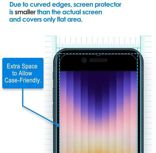 Alt view image 4 of 7 - Screen Protector for iPhone SE 3 (2022 3rd Edition) 4.7-Inch, Tempered Glass Film, 3-Pack