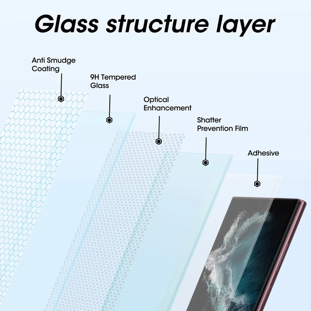 Alt view image 3 of 7 - 3 Pack Full Curved Tempered Glass Screen Protector for Samsung S22 Ultra | Auto Alignment9H Hardness AntiScratch BubbleFree Full Curved Edge support UltraSonic Fingerprint Scanner and S Pen
