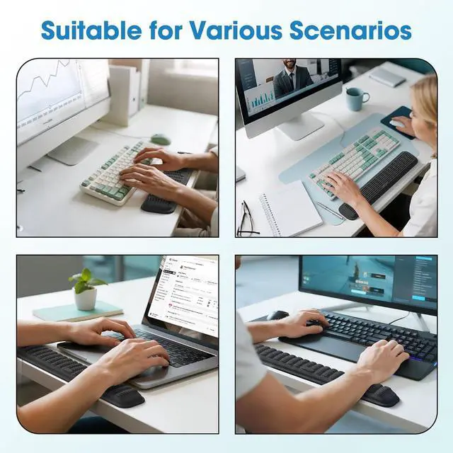 Alt view image 7 of 7 - Keyboard Wrist Rest, Soft Memory Foam Wrist Support, Keyboard Hand Rest Pad for Wrist Pain Relief, Keyboard Wrist Guard for Long Hours of Work, Gaming, StudyingClassic Black
