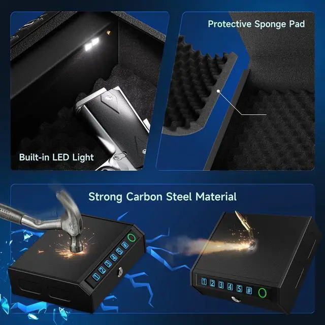 Alt view image 3 of 7 - Biometric Gun Safe for Handgun,Drop Slot Compatible for 2-3 Pistols