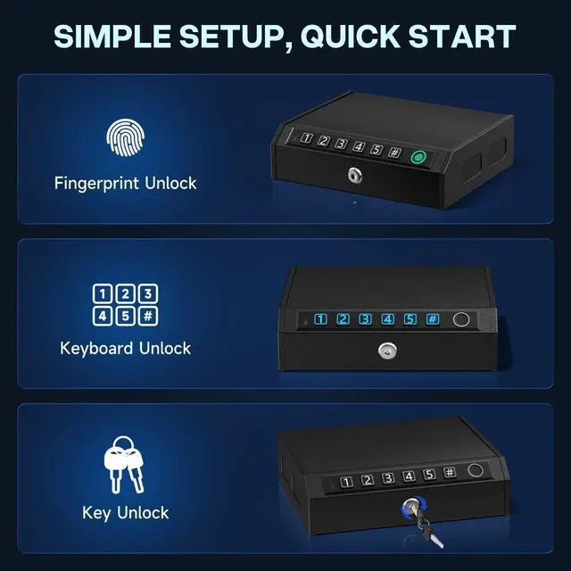 Alt view image 4 of 7 - Biometric Gun Safe for Handgun,Drop Slot Compatible for 2-3 Pistols