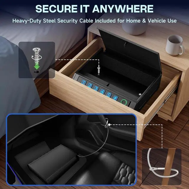 Alt view image 7 of 7 - Biometric Gun Safe for Handgun,Drop Slot Compatible for 2-3 Pistols