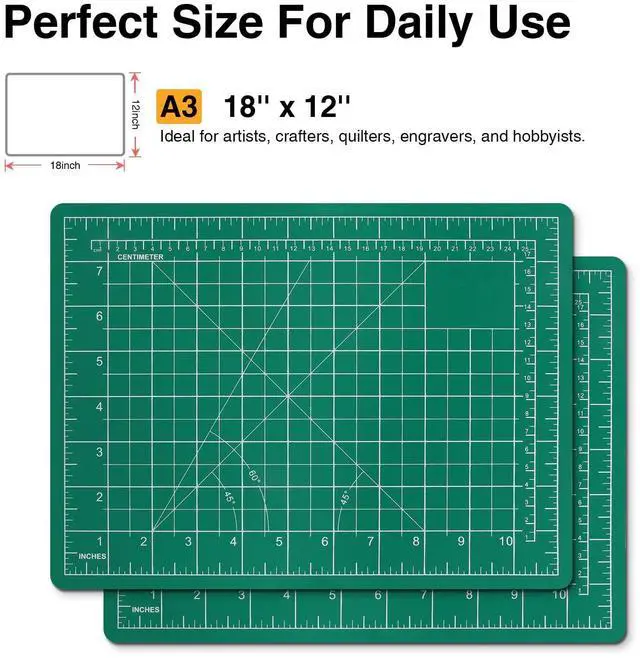 Alt view image 2 of 7 - Cutting Mat 12in×18in, Cutting Mats for Crafts, Self Healing Cutting Mat A3, Fabric Cutting Mats Double Side for Sewing, Quilting, Craft Mat for Desktop, Matting & Mounting Materials