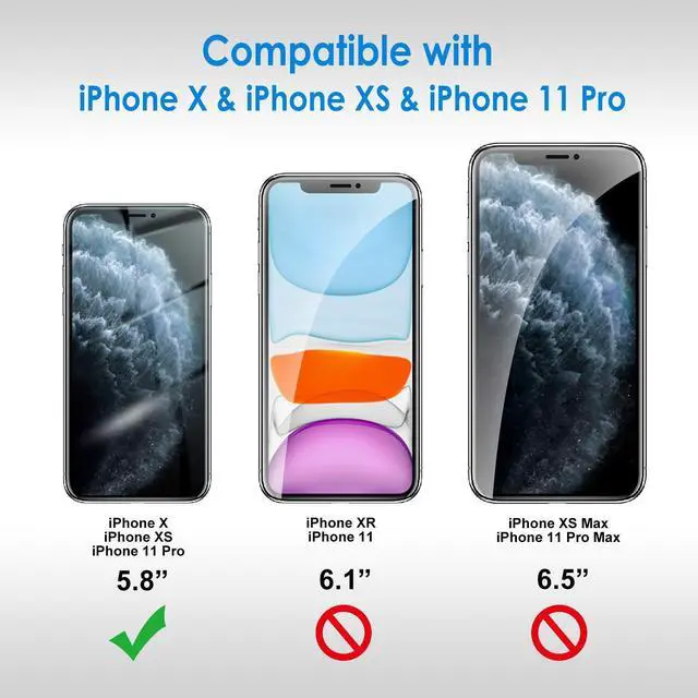 Alt view image 3 of 7 - Screen Protector for iPhone 11 Pro, iPhone Xs and iPhone X 5.8-Inch, Tempered Glass Film, 2-Pack