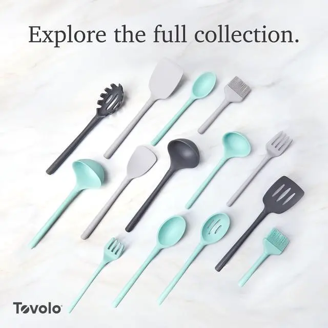 Alt view image 6 of 6 - Flex-Core Silicone Spatula and Jar Scraper Set of 2, Long Handle Cooking Baking Mixing Scraping Bowls Jar Scooping Tool BPA-Free Dishwasher Safe Heat Resistant, Aqua Seafoam Green