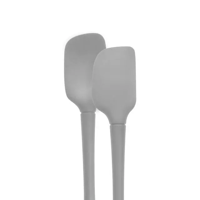 Alt view image 2 of 4 - Flex Core Mini Silicone Spatula Spoonula Set of 2 for Cast Iron Non Stick Cooking & Baking, Dishwasher Safe Spatula & Spoonula All Silicone Heat Resistant BPA Free Kitchen Utensil, Oyster Gray