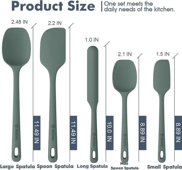Alt view image 2 of 7 - Pieces Silicone Spatula Set, Food Grade Rubber Spatula, Upgrade Strong Handle with Ergonomic Grip, Heat Resistant Up to 600°F for Nonstick Cookware, Cooking