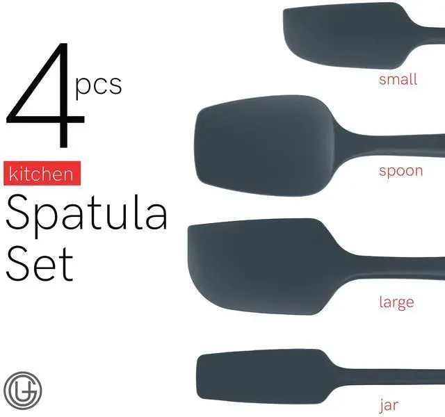 Alt view image 2 of 7 - Silicone Spatula Set 600°F - High Heat Resistant Nonstick, Small and Large Kitchen Spatulas - Flexible BPA Free Professional Grade Cookware - Utensils for Cooking, Baking, Mixing(4 Pcs, Grey)