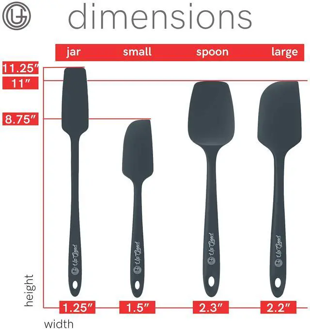 Alt view image 7 of 7 - Silicone Spatula Set 600°F - High Heat Resistant Nonstick, Small and Large Kitchen Spatulas - Flexible BPA Free Professional Grade Cookware - Utensils for Cooking, Baking, Mixing(4 Pcs, Grey)